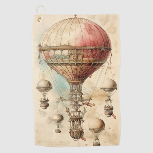 Vintager Steampunk-Heißluftballon (4) Golfhandtuch (Vorderseite)