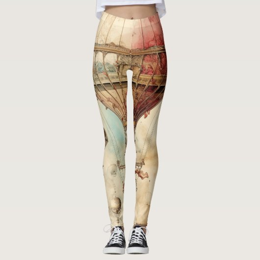 Vintager Steampunk-Heißluftballon (4) Leggings (Vorderseite)