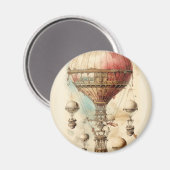 Vintager Steampunk-Heißluftballon (4) Magnet (Vorderseite/Rückseite)
