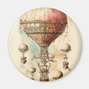 Vintager Steampunk-Heißluftballon (4) Magnet