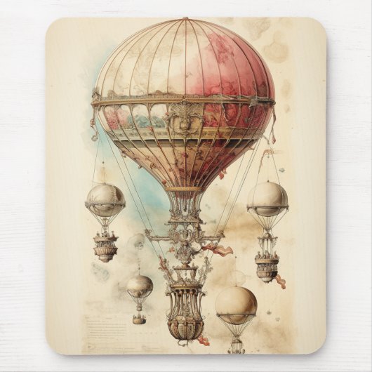 Vintager Steampunk-Heißluftballon (4) Mousepad (Vorne)