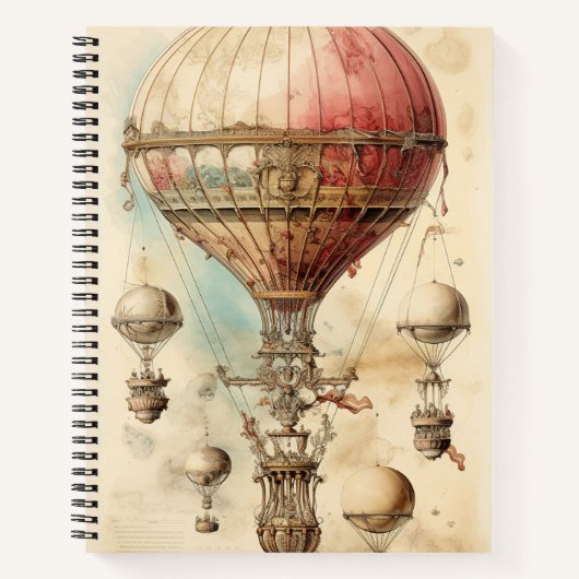 Vintager Steampunk-Heißluftballon (4) Notizblock (Vorderseite)