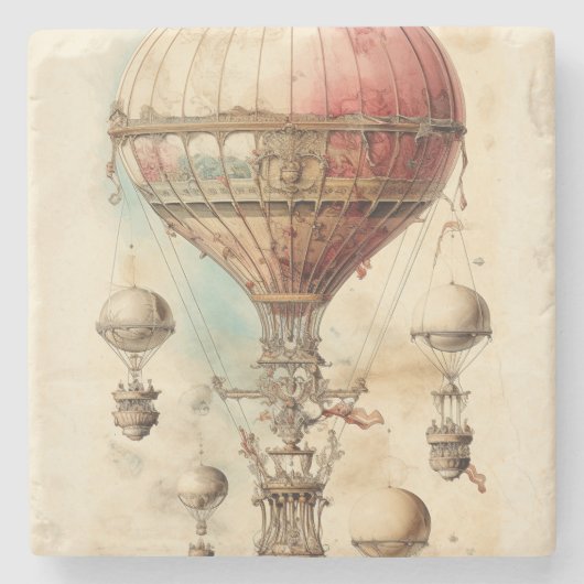 Vintager Steampunk-Heißluftballon (4) Steinuntersetzer (Vorderseite)