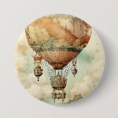 Vintager Steampunk-Heißluftballon (5) Button (Vorderseite)
