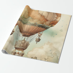 Vintager Steampunk-Heißluftballon (5) Geschenkpapier