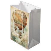 Vintager Steampunk-Heißluftballon (5) Mittlere Geschenktüte (Vorderseite Schrägansicht)