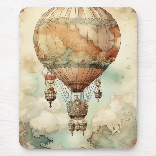 Vintager Steampunk-Heißluftballon (5) Mousepad (Vorne)