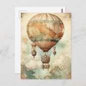 Vintager Steampunk-Heißluftballon (5) Postkarte (Vorne/Hinten)