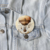 Vintager Steampunk Heißluftballon Button (Beispiel)