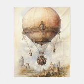 Vintager Steampunk Heißluftballon Fleecedecke (Vorderseite)