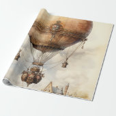 Vintager Steampunk Heißluftballon Geschenkpapier (Ungerollt)