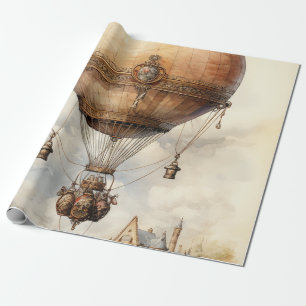 Vintager Steampunk Heißluftballon Geschenkpapier