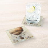 Vintager Steampunk Heißluftballon Glasuntersetzer (Schrägansicht)