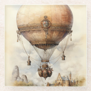 Vintager Steampunk Heißluftballon Glasuntersetzer