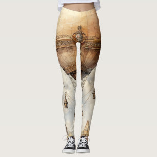 Vintager Steampunk Heißluftballon Leggings