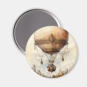 Vintager Steampunk Heißluftballon Magnet (Vorderseite/Rückseite)