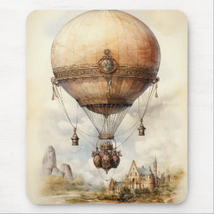 Vintager Steampunk Heißluftballon Mousepad