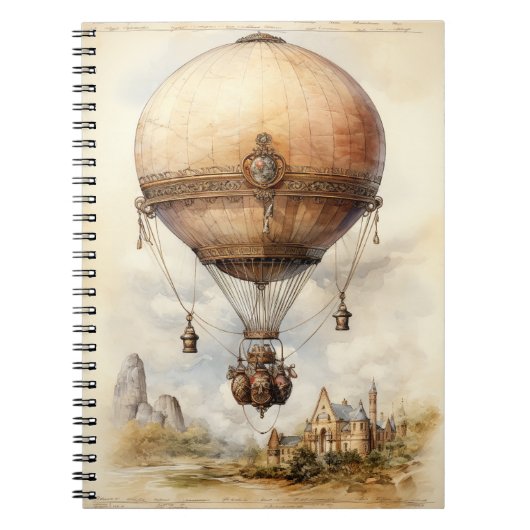 Vintager Steampunk Heißluftballon Notizblock (Vorderseite)