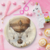 Vintager Steampunk Heißluftballon Pappteller (Party)