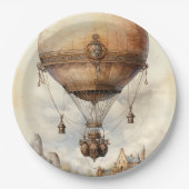 Vintager Steampunk Heißluftballon Pappteller (Vorderseite)