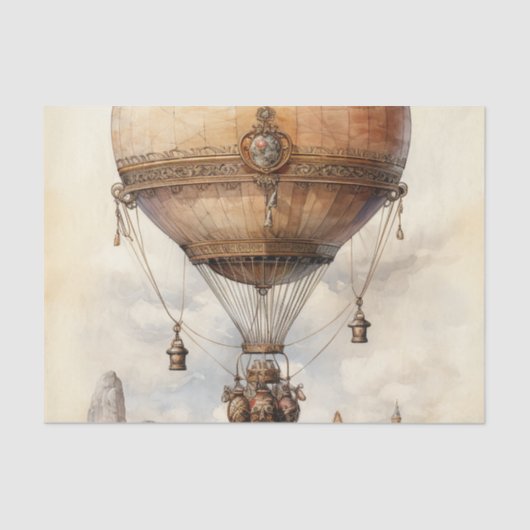 Vintager Steampunk Heißluftballon Seidenpapier (Vorderseite)