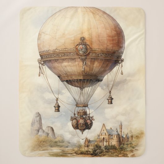 Vintager Steampunk Heißluftballon Sherpadecke (Vorderseite)