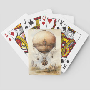 Vintager Steampunk Heißluftballon Spielkarten