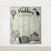 Vintager Steampunk Hochzeits-Foto-Hintergrund Wandteppich