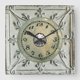 Vintager Steampunk-Metallschrott Quadratische Wanduhr