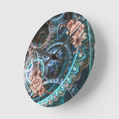 Vintager Steampunk Rustische Rose Abstrakt Runde Wanduhr (Winkel)