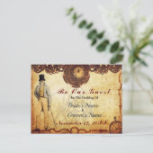Vintager Steampunk Save the Date Romantische Uhren Ankündigungspostkarte (Stehend Vorderseite)