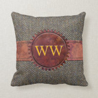 Vintager Steampunk Tweed und Leder-Monogramm