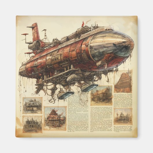 Vintager Steampunk Zeppelin (11) Magnet (Vorne)