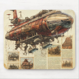Vintager Steampunk Zeppelin (11) Mousepad