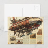 Vintager Steampunk Zeppelin (11) Postkarte (Vorne/Hinten)