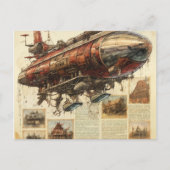 Vintager Steampunk Zeppelin (11) Postkarte (Vorderseite)