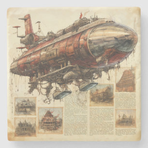 Vintager Steampunk Zeppelin (11) Steinuntersetzer