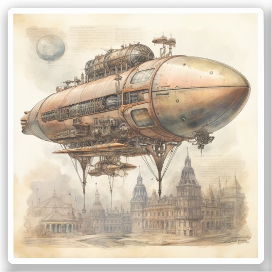 Vintager Steampunk Zeppelin (12) Aufkleber (Vorderseite)
