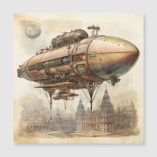 Vintager Steampunk Zeppelin (12) Magnetkarte (Vorderseite)