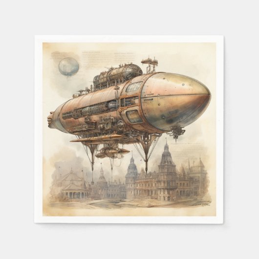Vintager Steampunk Zeppelin (12) Serviette (Vorderseite)