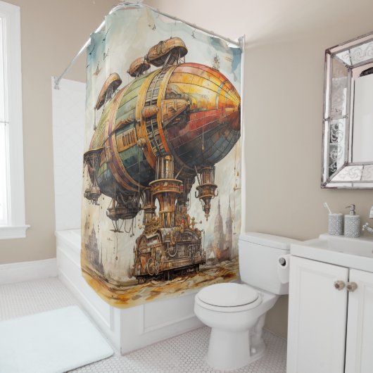 Vintager Steampunk Zeppelin (1) Duschvorhang (Beispiel)