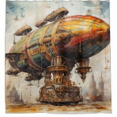 Vintager Steampunk Zeppelin (1) Duschvorhang (Vorderseite)