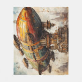 Vintager Steampunk Zeppelin (1) Fleecedecke (Vorderseite)