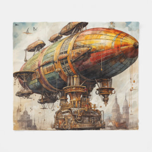 Vintager Steampunk Zeppelin (1) Fleecedecke