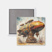 Vintager Steampunk Zeppelin (1) Magnet (Vorderseite/Rückseite)