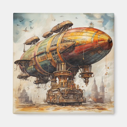 Vintager Steampunk Zeppelin (1) Magnet (Vorne)