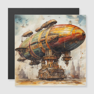 Vintager Steampunk Zeppelin (1) Magnetkarte