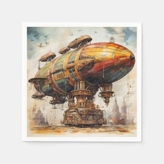 Vintager Steampunk Zeppelin (1) Serviette (Vorderseite)