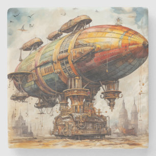 Vintager Steampunk Zeppelin (1) Steinuntersetzer