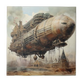 Vintager Steampunk Zeppelin (2) Fliese (Vorderseite)